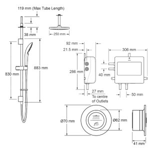 Mira Mode Next Gen Dual Ceiling Fed Digital Shower - Pumped (1.1980.008) - main image 4