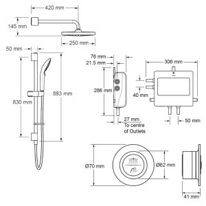 Mira Mode Next Gen Dual Rear Fed Digital Shower - High Pressure (1.1980.005) - main image 4