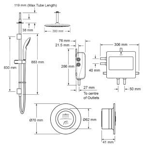 Mira Mode Maxim Ceiling Fed Digital Shower - High Pressure (1.1980.015) - main image 4