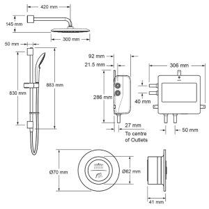 Mira Mode Maxim Rear Fed Digital Shower - Pumped (1.1980.014) - main image 4