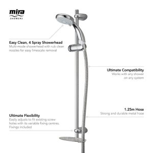 Mira Nectar Shower Fittings Kit/Shower Rail Set - Chrome (2.1703.006) - main image 4