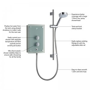 Mira Azora Thermostatic Electric Shower 9.8kW - Frosted Glass (1.1634.011) - main image 4