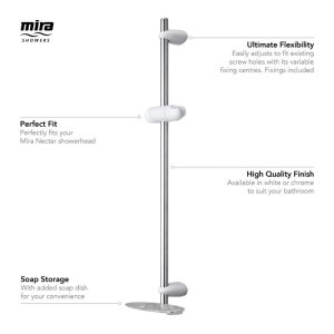 Mira Nectar Slide Rail Kit/Shower Rail Set - White/Chrome (2.1703.007) - main image 4