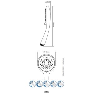 Triton 8000 DuraFlow Five Spray Shower Head - White (TSHE8RCWHT) - main image 4