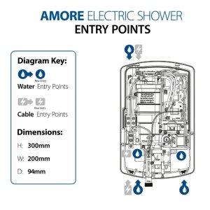 Triton Amore Electric Shower 9.5kW - Brushed Steel (ASPAMO9BRSTL) - main image 4