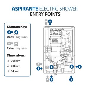 Triton Aspirante Electric Shower 9.5kW - Brushed Steel (ASP09BRSTL) - main image 4
