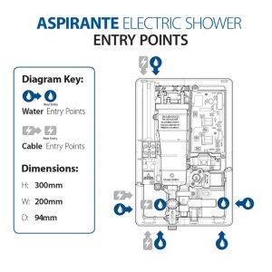 Triton Aspirante UNIQ Electric Shower 9.5kW - Nickel Effect (GEASPUN99) - main image 4