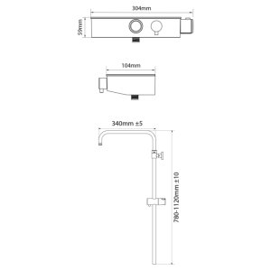 Triton Push Button Diverter Dual Bar Mixer Shower - Black (PBDIVBLK) - main image 4