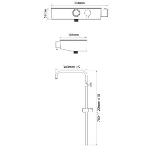 Triton Push Button Diverter Dual Bar Mixer Shower - Chrome (PBDIVCHR) - main image 4