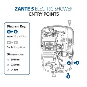 Triton Zante 5 Electric Shower 9.5kW - White (ARZAN509W) - main image 4