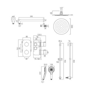 Vado Altitude 2 Outlet Thermostatic Shower Set - Chrome (TAB-1722/ALT-ORA-CP) - main image 4