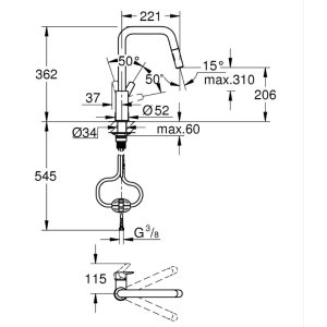 Grohe Quickfix Start High Spout Kitchen Tap With Pull Out Mousser - Matt Black (306312430) - main image 5