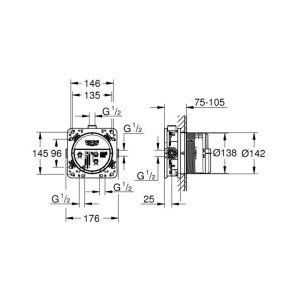 Grohe Rapido SmartBox Universal Rough-In Box For Shower Trim Sets (35600000) - main image 5