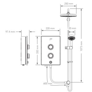 Mira Decor Dual Outlet Electric Shower - 10.8kW - Bronze (41522W-BZ) - main image 7