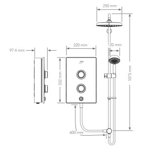 Mira Decor Dual Outlet Electric Shower - 9.5kW - White (41521W-WH) - main image 7