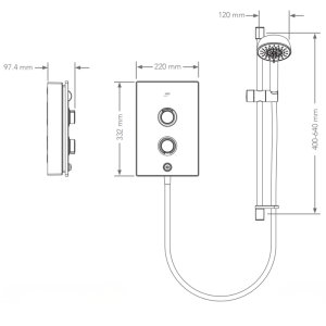 Mira Decor Single Outlet Electric Shower - 8.5kW - Black Onyx (41518W-BL) - main image 7