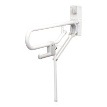 AKW Hinged Fold Up Double Hairpin Grab Rail - Fixed Leg - White (01820WH)