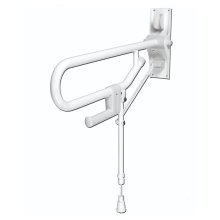 AKW Hinged Foldup Double Hairpin Grab Rail - Adjustable Leg - White (01830WH)