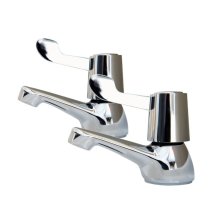 AKW Lever Handle Basin Taps - Pair - Chrome (23196CH)