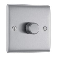 BG 1 Gang 2 Way Dimmer Switch - Brushed Steel (NBS81P-01)