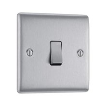 BG 1 Gang 2 Way Light Switch - Brushed Steel (NBS12-01)