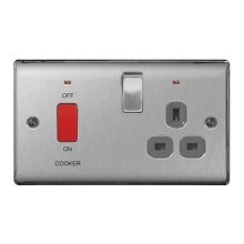 BG 45A Cooker Connection Unit With Socket - Brushed Steel (NBS70G-01)