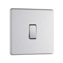 BG Gang 2 Way Plate Switch - Screwless Plate - Brushed Steel (FBS12-01)