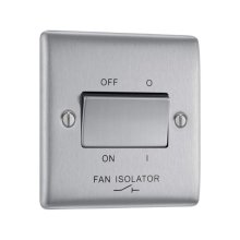BG Nexus 3 Pole Fan Isolator Plate Switch - Brushed Steel (NBS15-01)