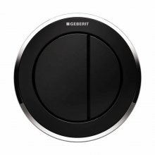 Geberit Type 10 pneumatic dual flush plate button - black/gloss chrome (116.055.KM.1)