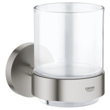 Grohe Essentials Crystal Glass With Holder - Supersteel (40447DC1)