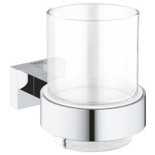 Grohe Essentials Cube Crystal Glass With Holder - Chrome (40755001)