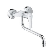 Buy New: Grohe Eurosmart Wall Mounted Single Lever Sink Mixer - Chrome (32224003)