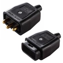 Masterplug 3 Pin Heavy Duty Rubber Connector - Black (NC103B-01)