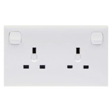 Niglon 1 Gang to 2 Gang Switched Converter Socket - White (CS13D)