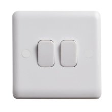 Vimark Curve 10A 2 Gang 2 Way Plate Switch (VC1204)