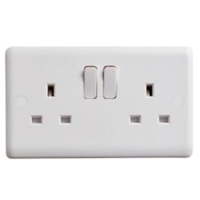 Vimark Curve 13A 2 Gang Double Socket - White (VC1209S)