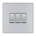 BG 10AX 3 Gang 2 Way Plate Switch - Screwless Flatplate - Brushed Steel (FBS43-01) - thumbnail image 1