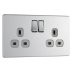 BG 13A 2 Gang Double Pole Switched Socket - Screwless Flatplate - Brushed Steel (FBS22G-01) - thumbnail image 1