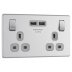 BG 13A 2 Gang Switched Socket With USB - Screwless Flatplate - Brushed Steel (FBS22U3G-01) - thumbnail image 1