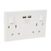 BG 13A Double Socket With 2x USB 3.1A - White (922U3-01) - thumbnail image 1