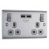BG 13A Double Socket with 2X USB - Brushed Steel (NBS22U3G-01) - thumbnail image 1