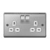 BG 2 Gang Double Pole Switched Socket - Brushed Steel (NBS22W-01) - thumbnail image 1