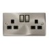 Deco 13A 2 Gang Double Switched Socket - Satin Chrome (VPSC536BK) - thumbnail image 1