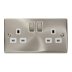 Deco 2 Gang Double Pole Switched Socket - Satin Chrome (VPSC536WH) - thumbnail image 1