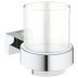 Grohe Essentials Cube Crystal Glass With Holder - Chrome (40755001) - thumbnail image 1
