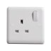 Vimark Curve 1 Gang 13A Single Switched Socket - White (VC1207S) - thumbnail image 1