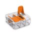 Wago 3 Way Compact Lever Connector - Pack 50 - Clear/Orange (221-413) - thumbnail image 1