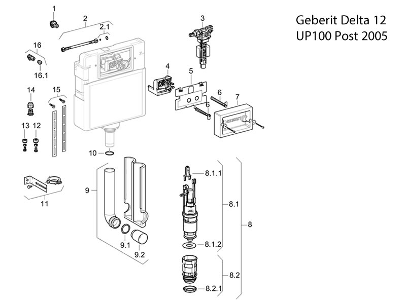 Geberit Delta 12 UP100 - post 2005 toilet spares | National Shower Spares