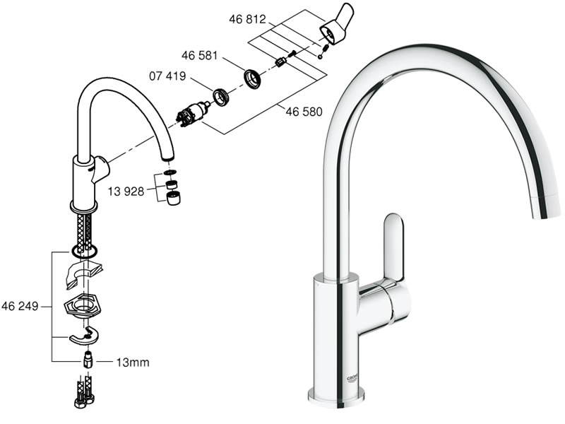 Grohe Bauedge Single Lever Sink Mixer