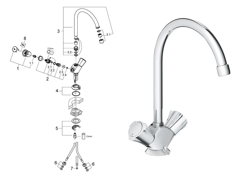 Grohe Costa L Sink Mixer 1 2 Chrome